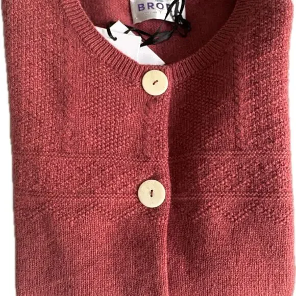 NWT Brora Cashmere Cardigan SweaterGuernsey in PomegranateUS 4 UK 8$699